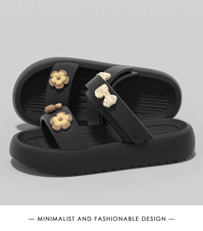 スリッパ フラワーチャーム付きコンフォートサンダル