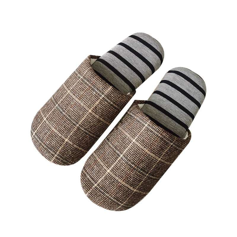 チェック柄とストライプの上品スリッパ