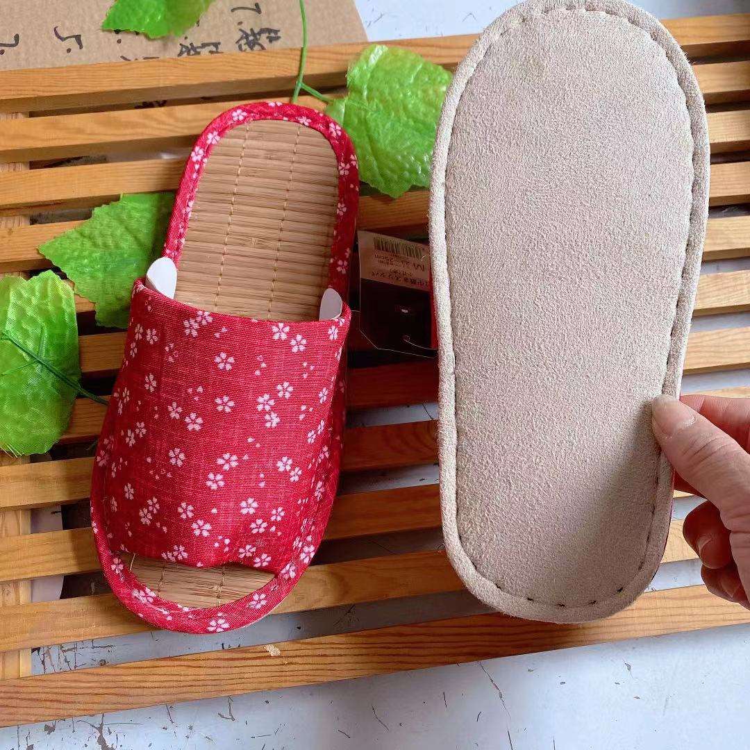 和風花柄オープントゥスリッパ