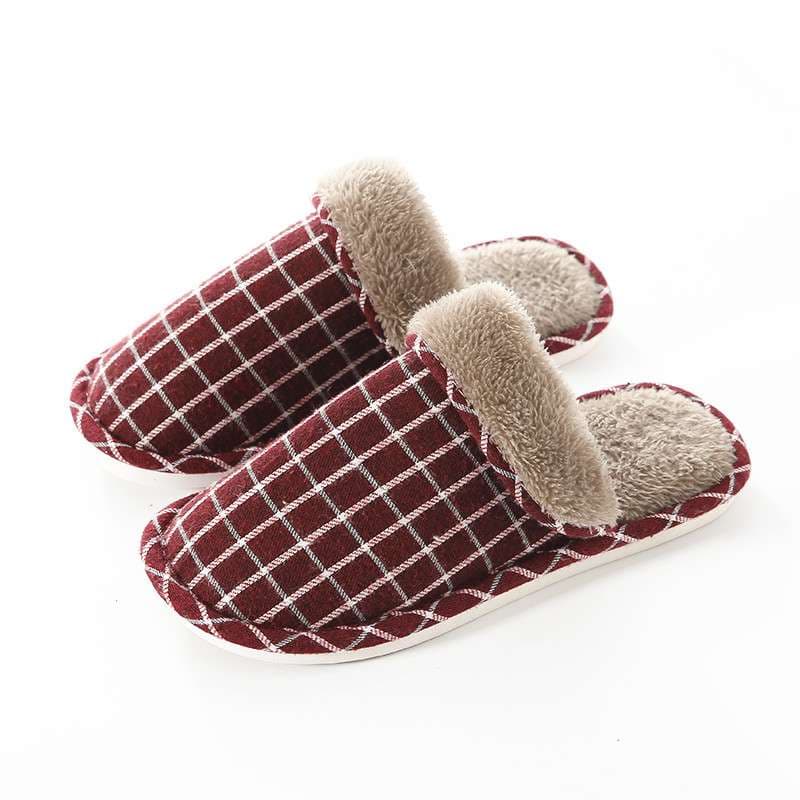 格子柄もこもこスリッパ