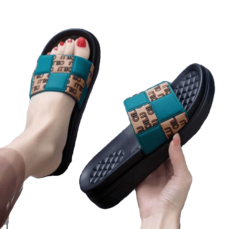 スリッパ モダンチェッカーパターン スライドサンダル