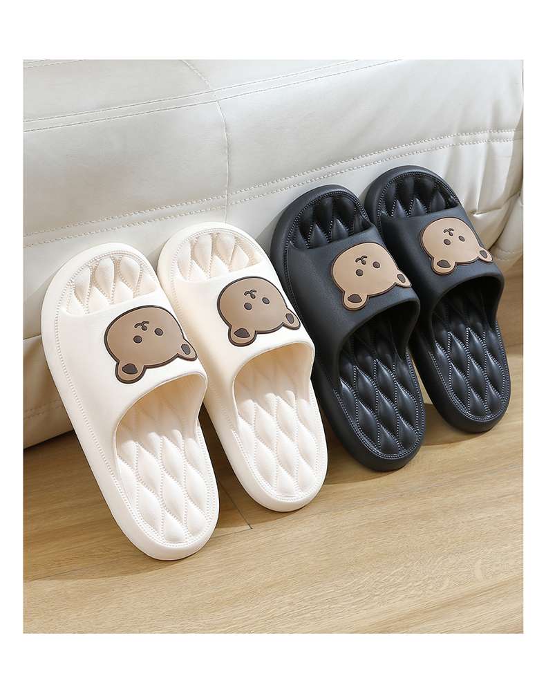 クマさん柄キルティングスリッパ