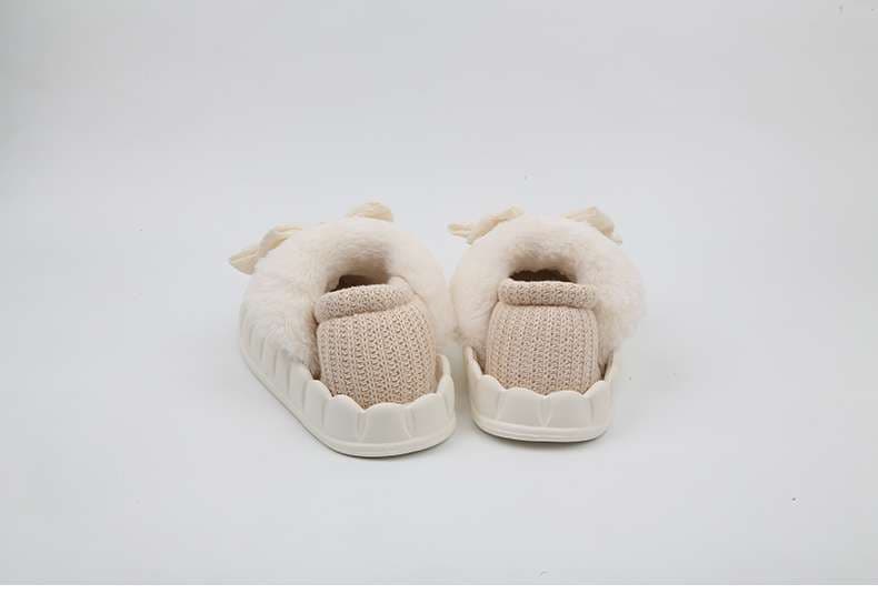 スリッパ ふわふわリボン付きスリッパ