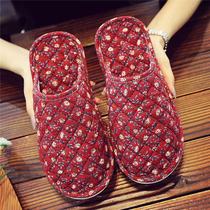 スリッパ 花柄キルティングスリッパ