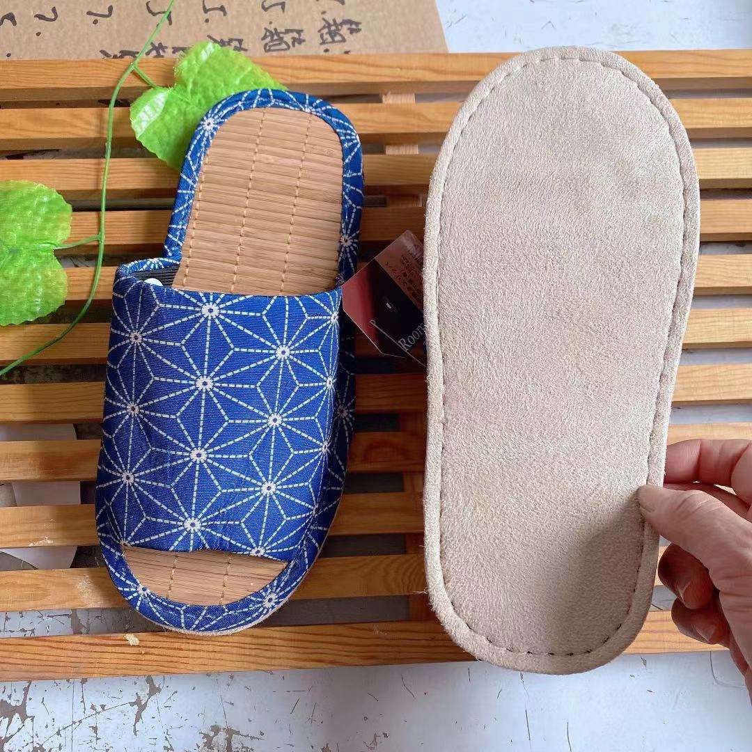 和風花柄オープントゥスリッパ