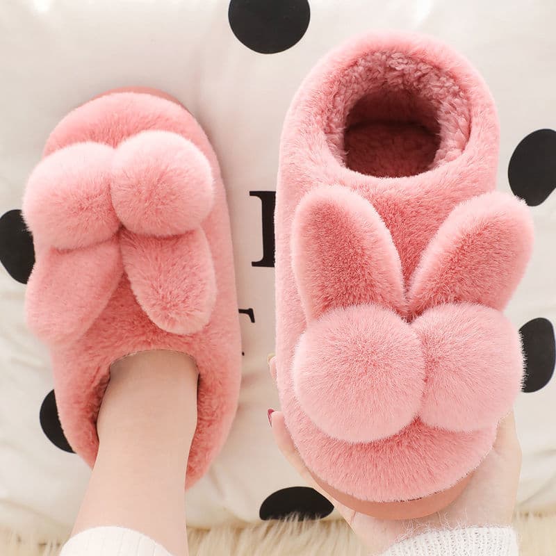 スリッパ うさぎ耳もこもこルームシューズ