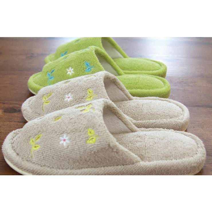 花柄刺繍入り洗えるルームスリッパ