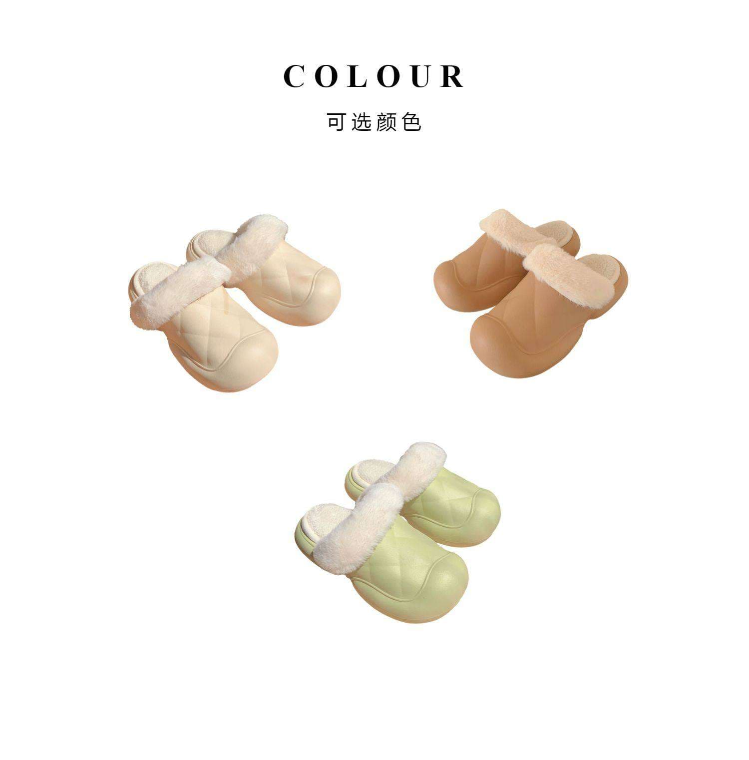 もこもこファー付きクッションスリッパ