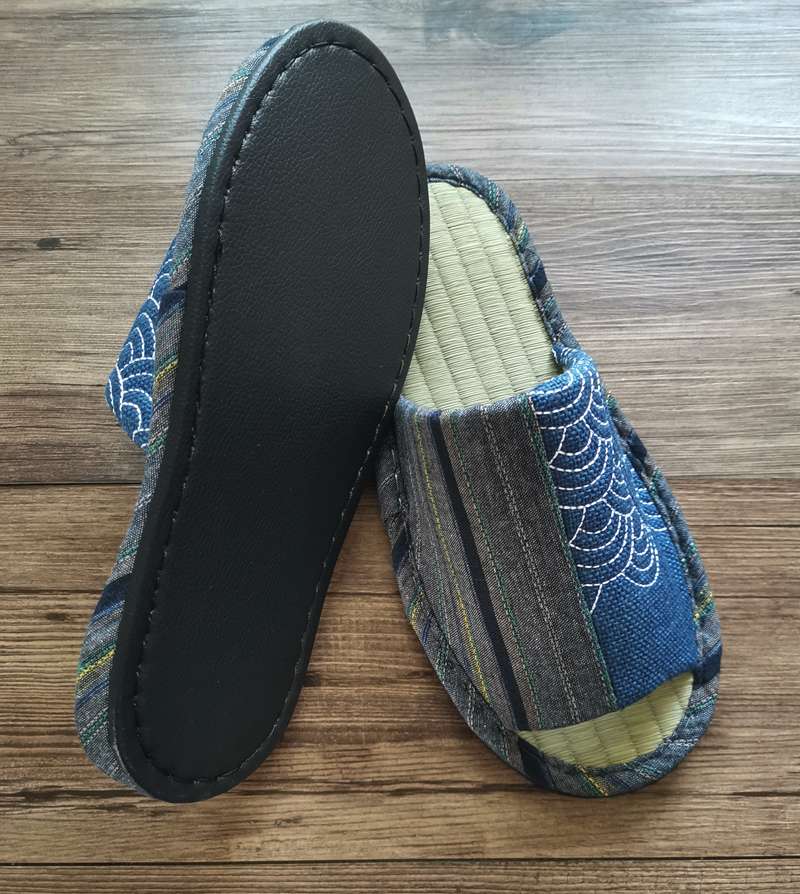 和風モダン畳底刺繍スリッパ