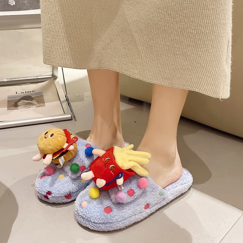 秋冬新作 ふかふか ぬいぐるみ付き ルームシューズ 暖かスリッパ