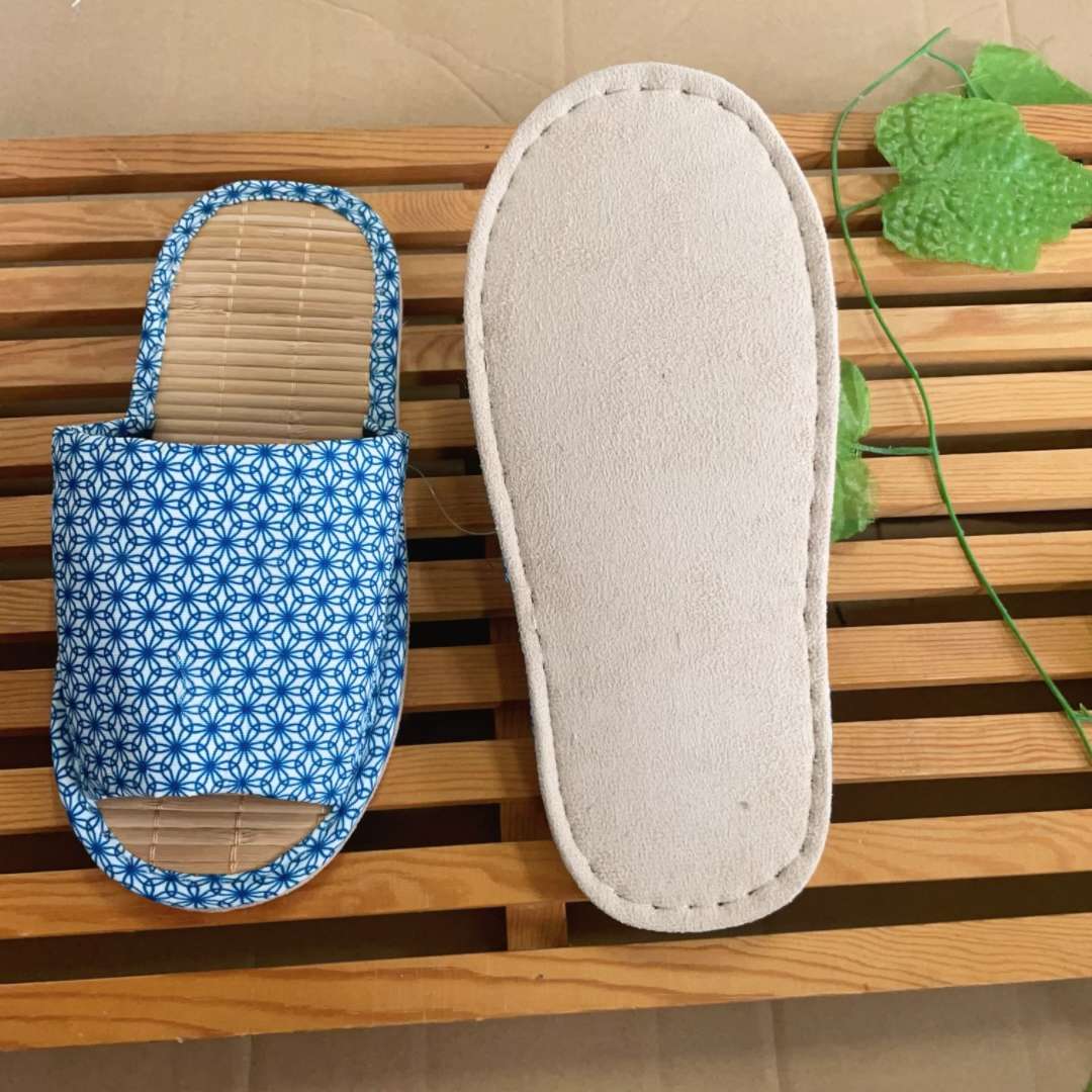 和風花柄オープントゥスリッパ