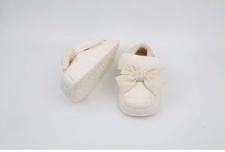 スリッパ ふわふわリボン付きスリッパ