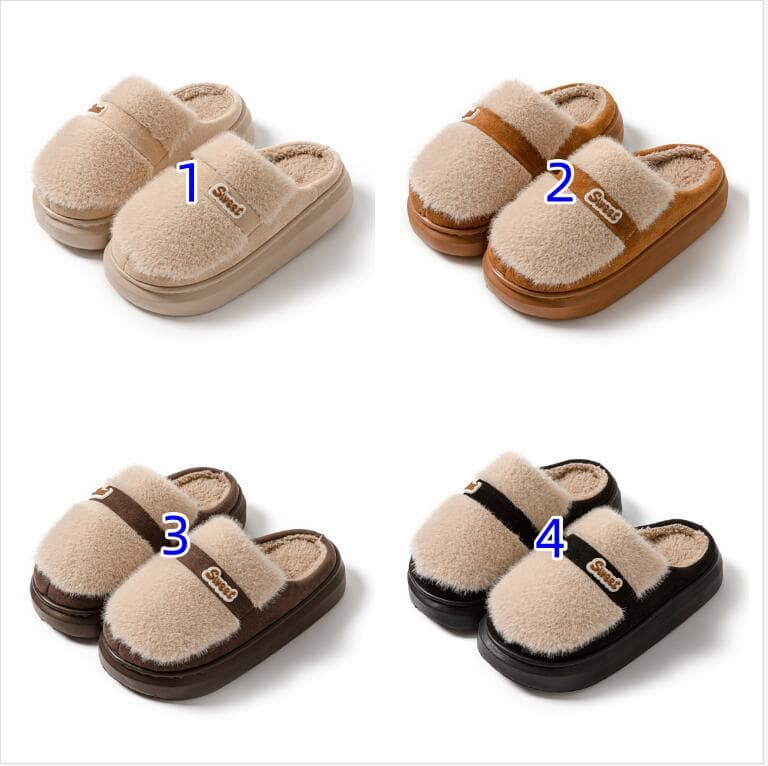 ふわふわファー防寒スリッパ暖かルームシューズ