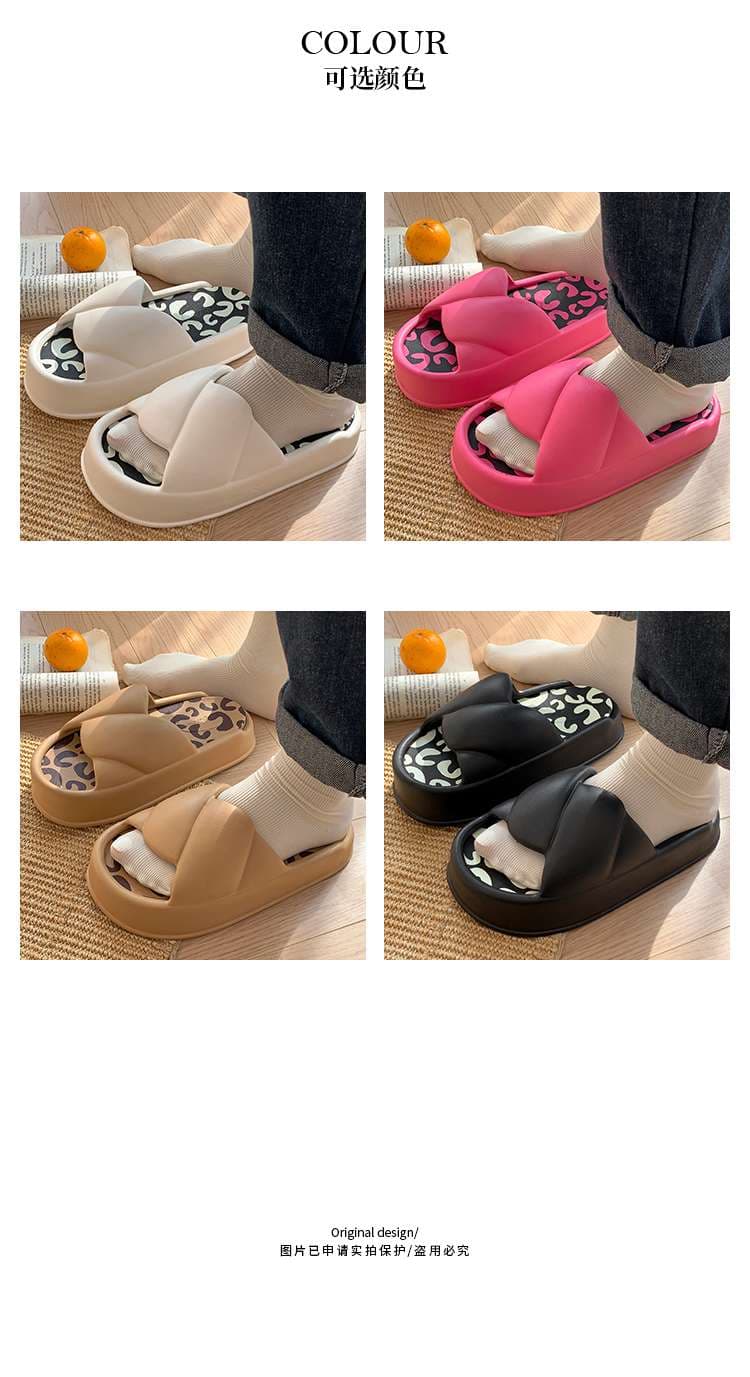 スリッパ クロスデザイン厚底サンダル