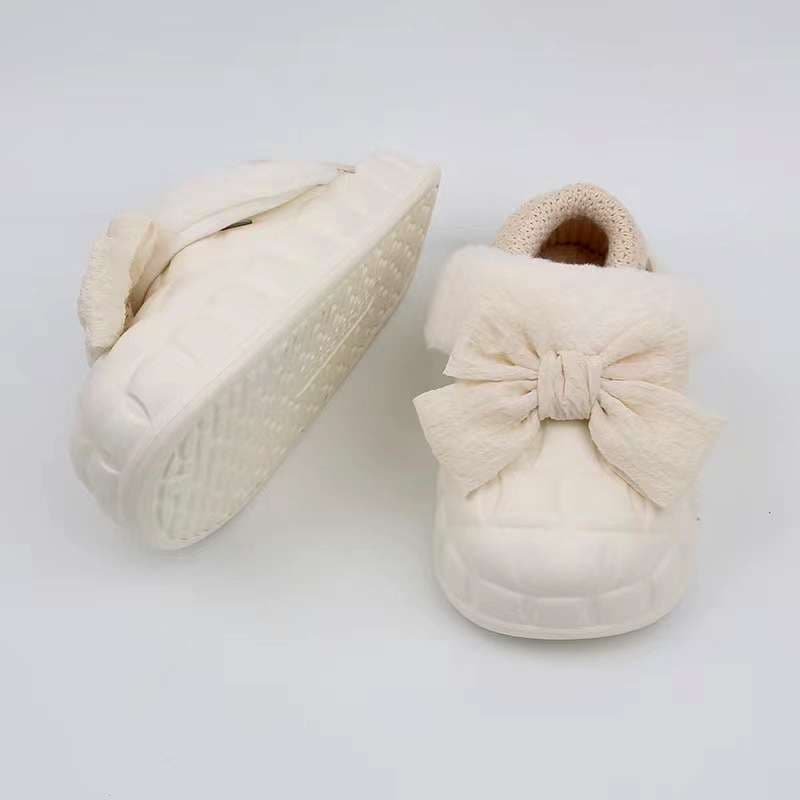 スリッパ ふわふわリボン付きスリッパ