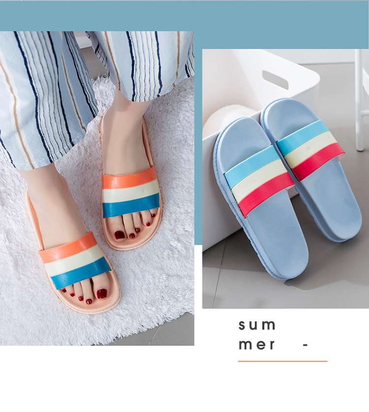 スリッパ カラフルストライプ サマースライド