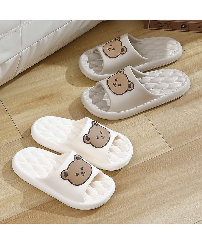 クマさん柄キルティングスリッパ
