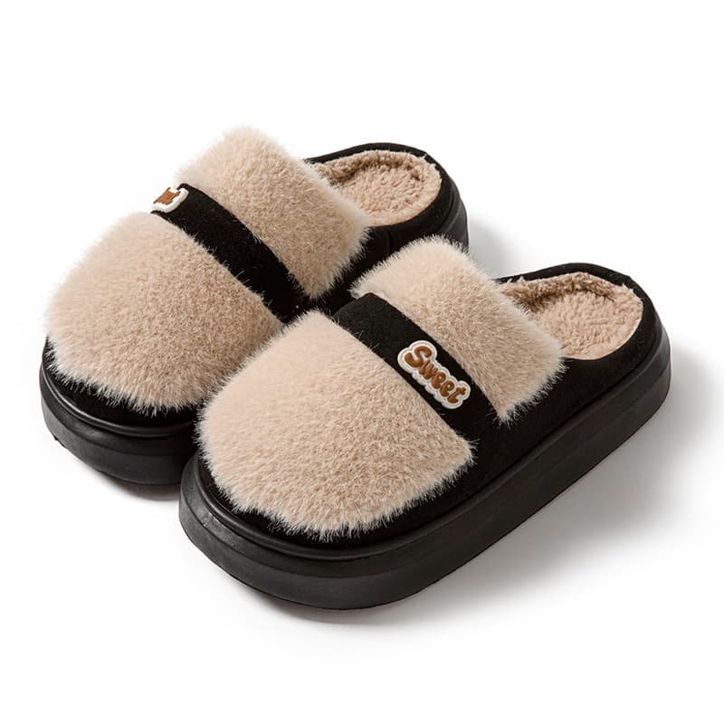 ふわふわファー防寒スリッパ暖かルームシューズ
