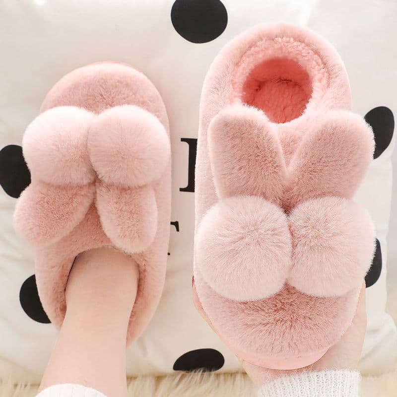 スリッパ うさぎ耳もこもこルームシューズ
