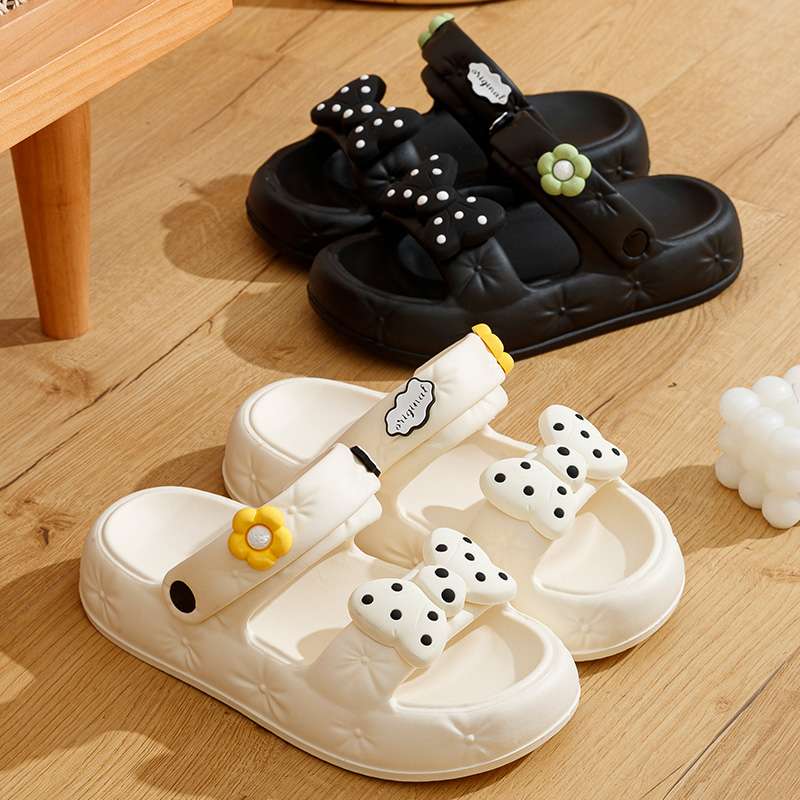スリッパ ポップでキュートな蝶結びデコレーションサンダル