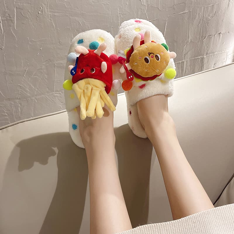 秋冬新作 ふかふか ぬいぐるみ付き ルームシューズ 暖かスリッパ
