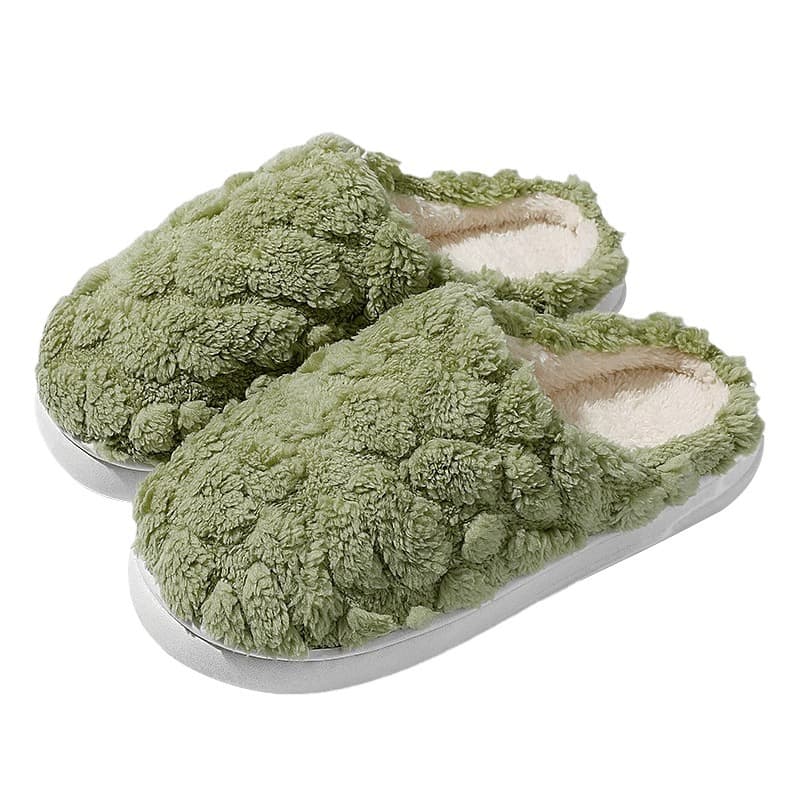 スリッパ もこもこ水玉模様のあったかスリッパ