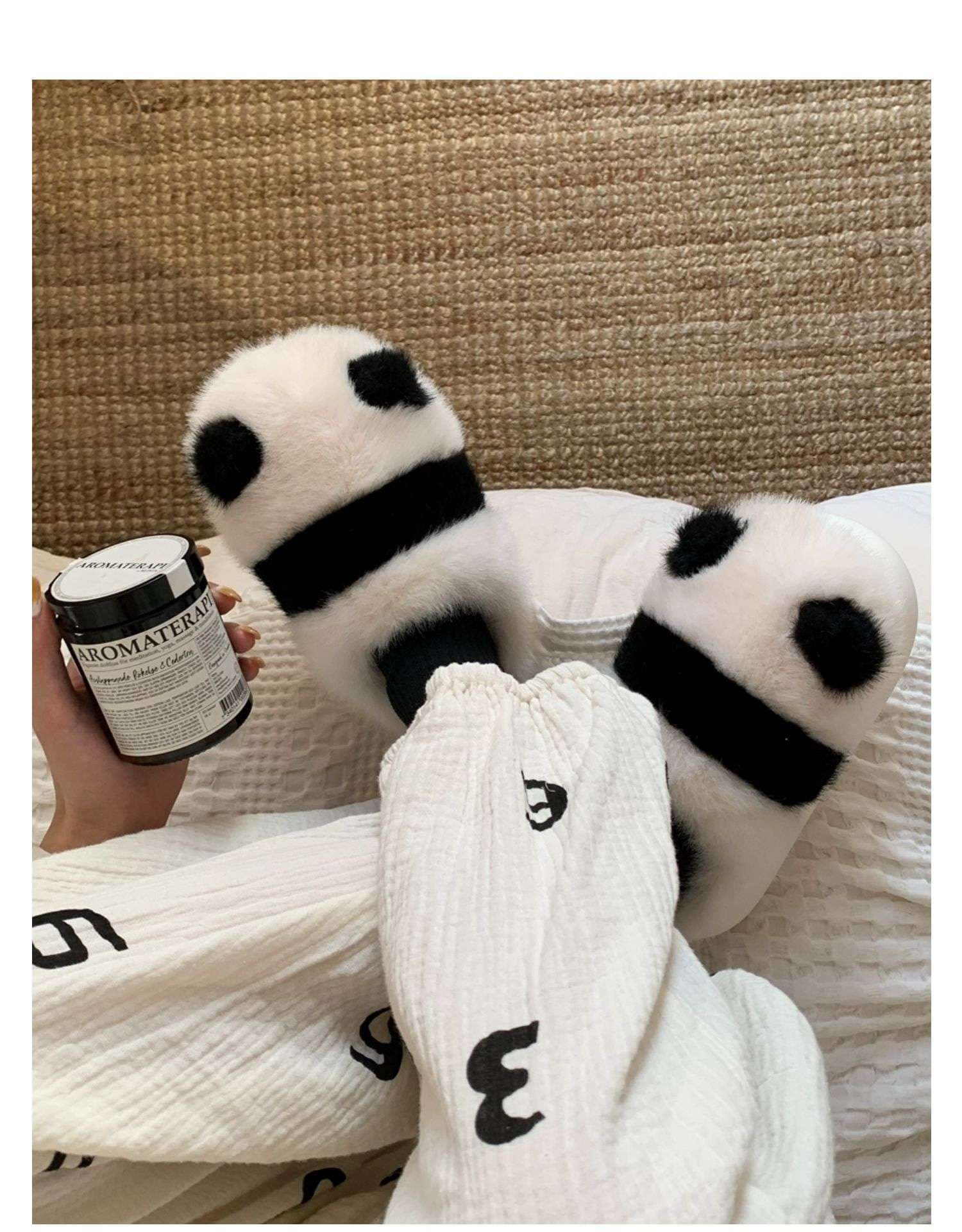 スリッパ もこもこパンダのスリッパ