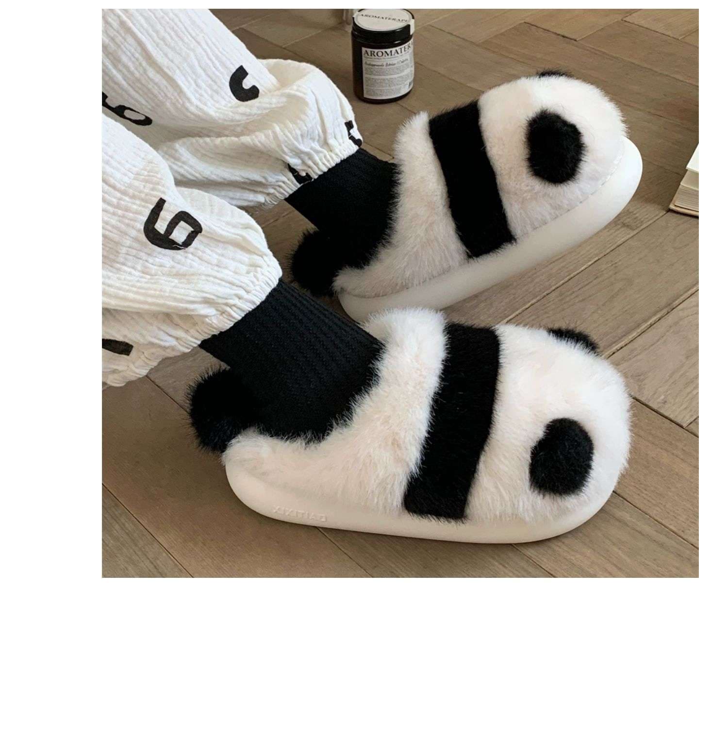 スリッパ もこもこパンダのスリッパ