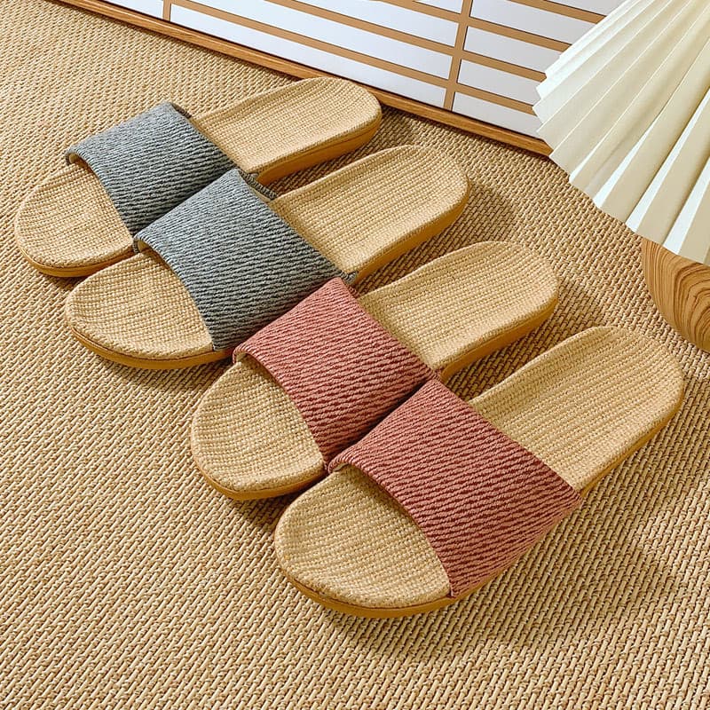 スリッパ 麻素材ナチュラルルームシューズ