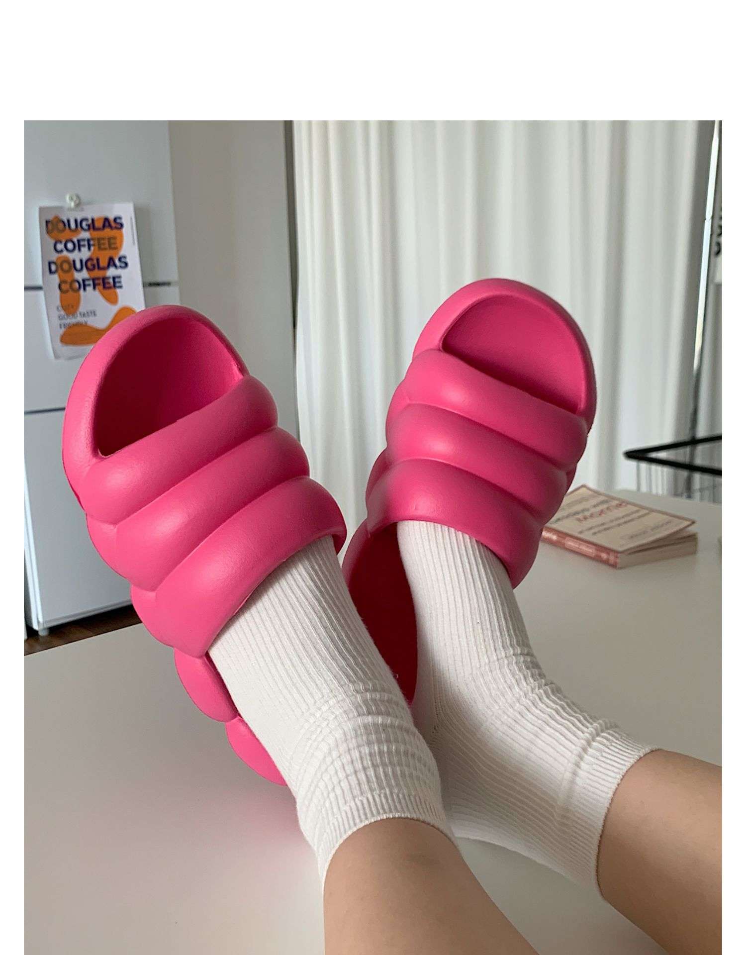 スリッパ ふわもこ波型クッションサンダル