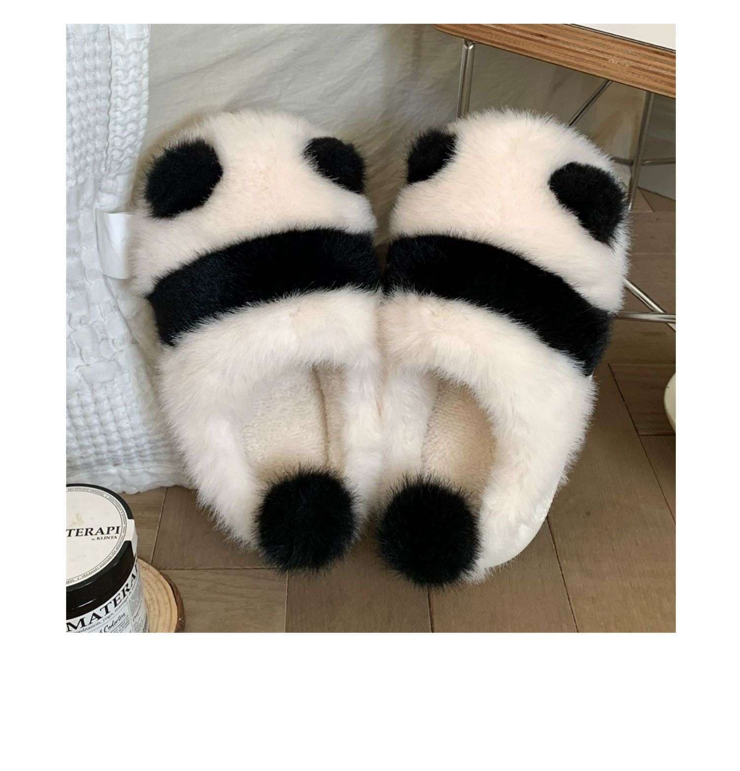 スリッパ もこもこパンダのスリッパ