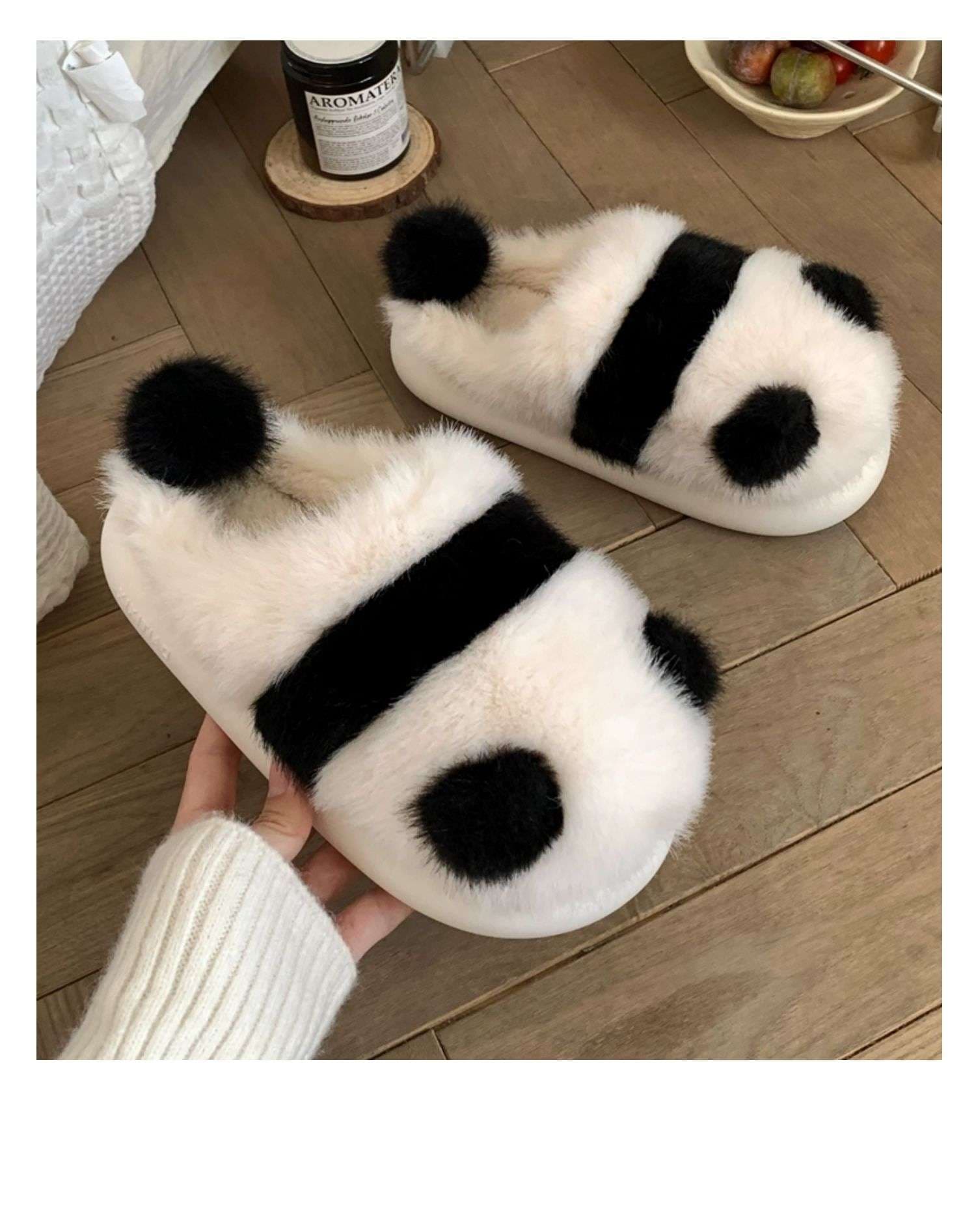 スリッパ もこもこパンダのスリッパ
