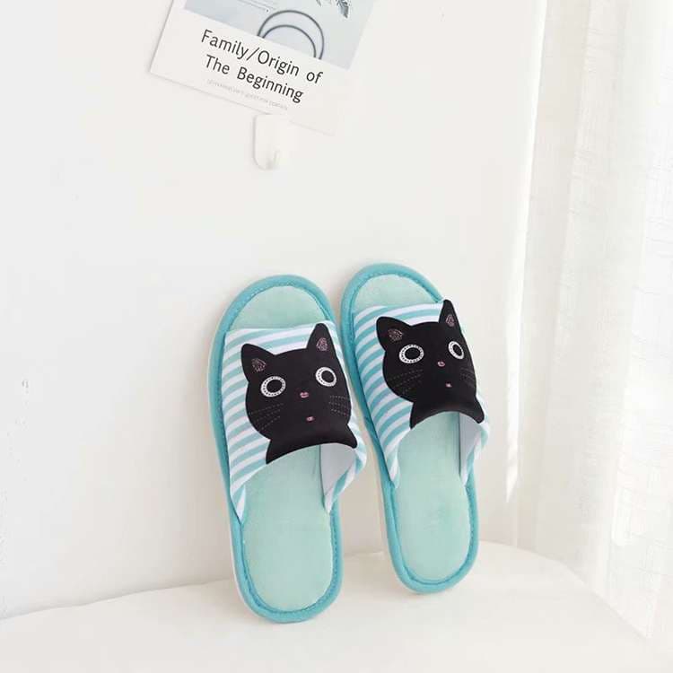 スリッパ 黒猫の顔がかわいいスリッパ