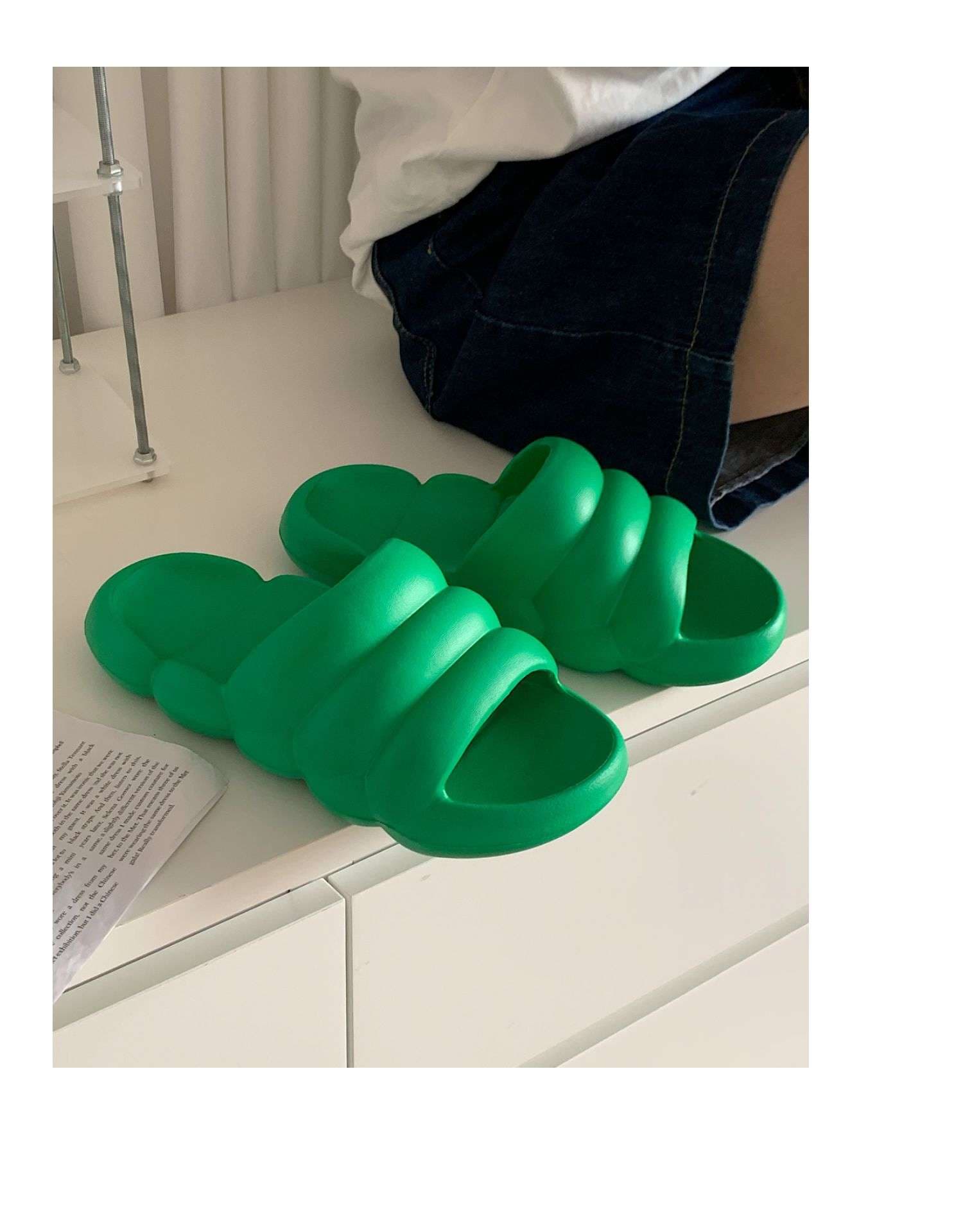 スリッパ ふわもこ波型クッションサンダル